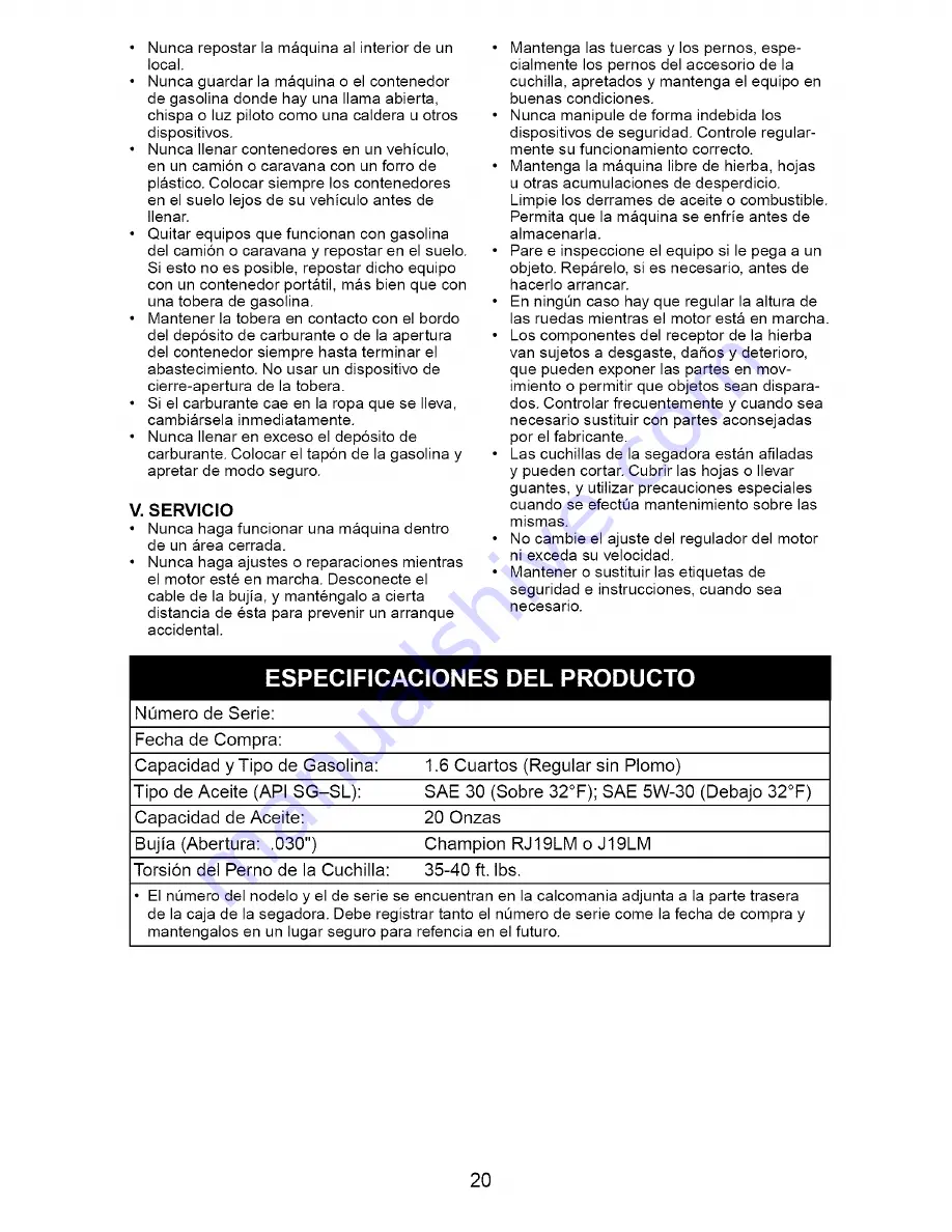 Craftsman 917.379203 Owner'S Manual Download Page 20