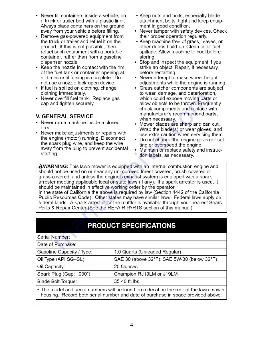 Craftsman 917.379240 Owner'S Manual Download Page 4