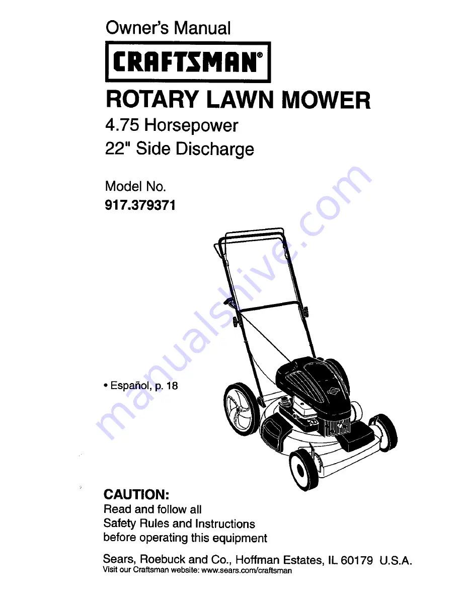 Craftsman 917.379371 Owner'S Manual Download Page 1