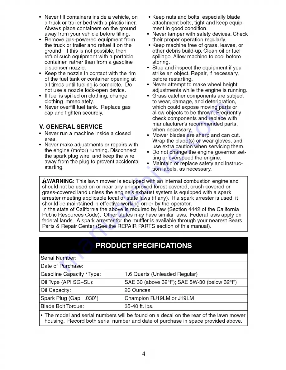 Craftsman 917.379470 Owner'S Manual Download Page 4