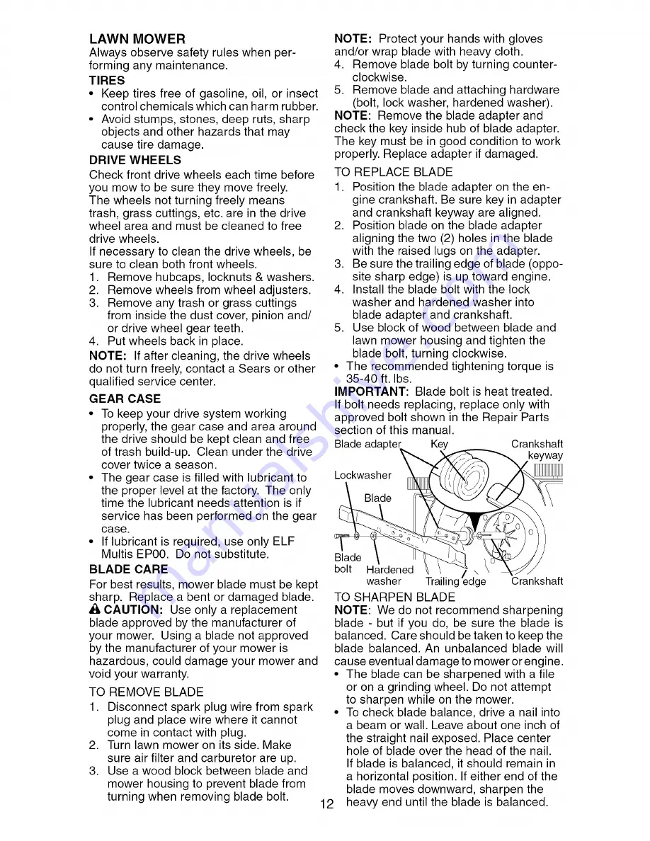 Craftsman 917.379470 Owner'S Manual Download Page 12