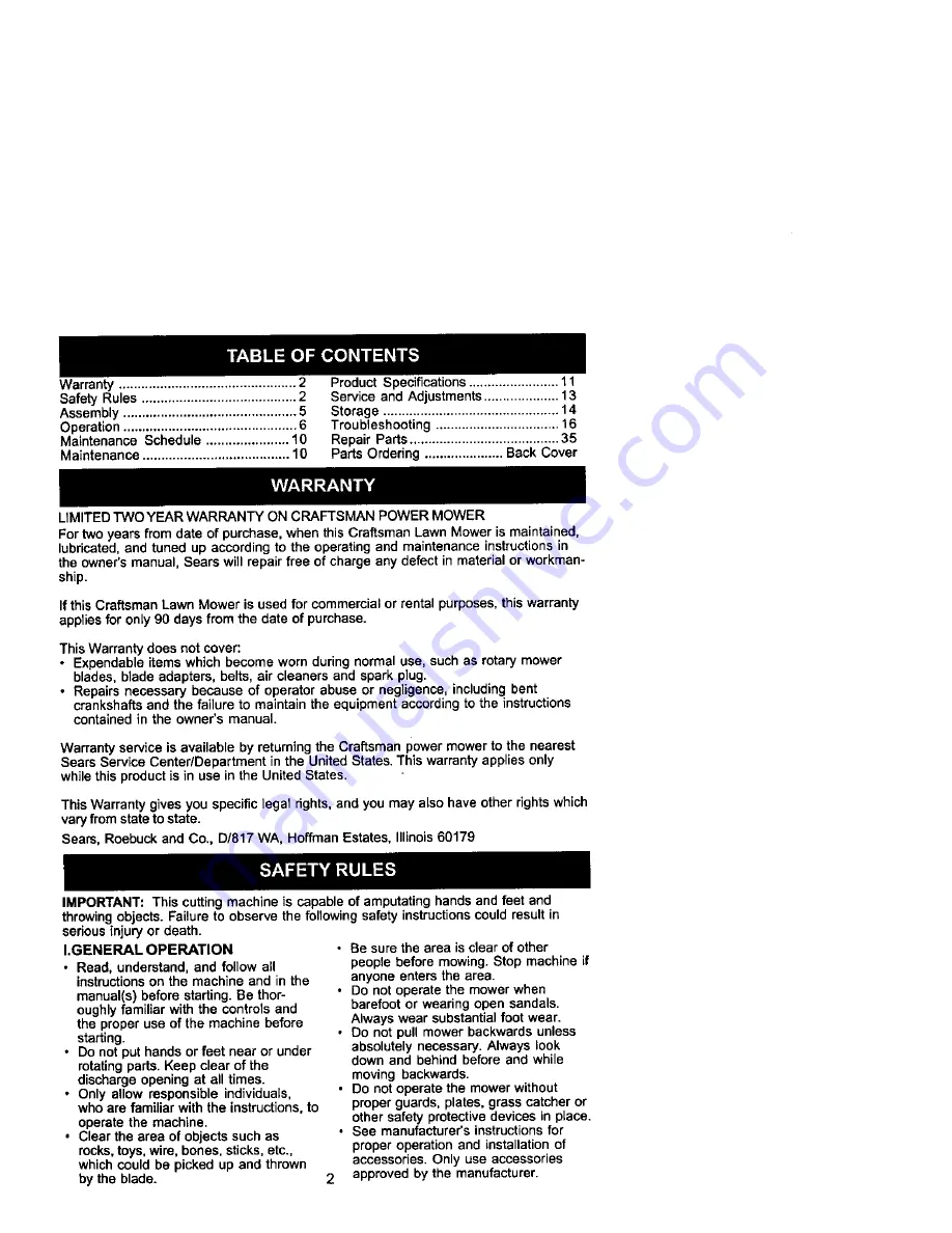 Craftsman 917.379600 Owner'S Manual Download Page 2