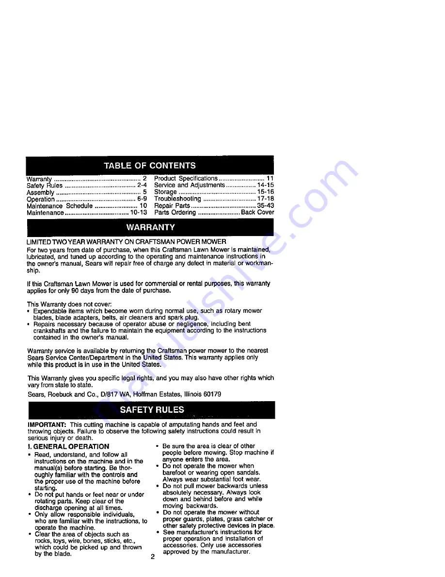 Craftsman 917.379611 Owner'S Manual Download Page 2