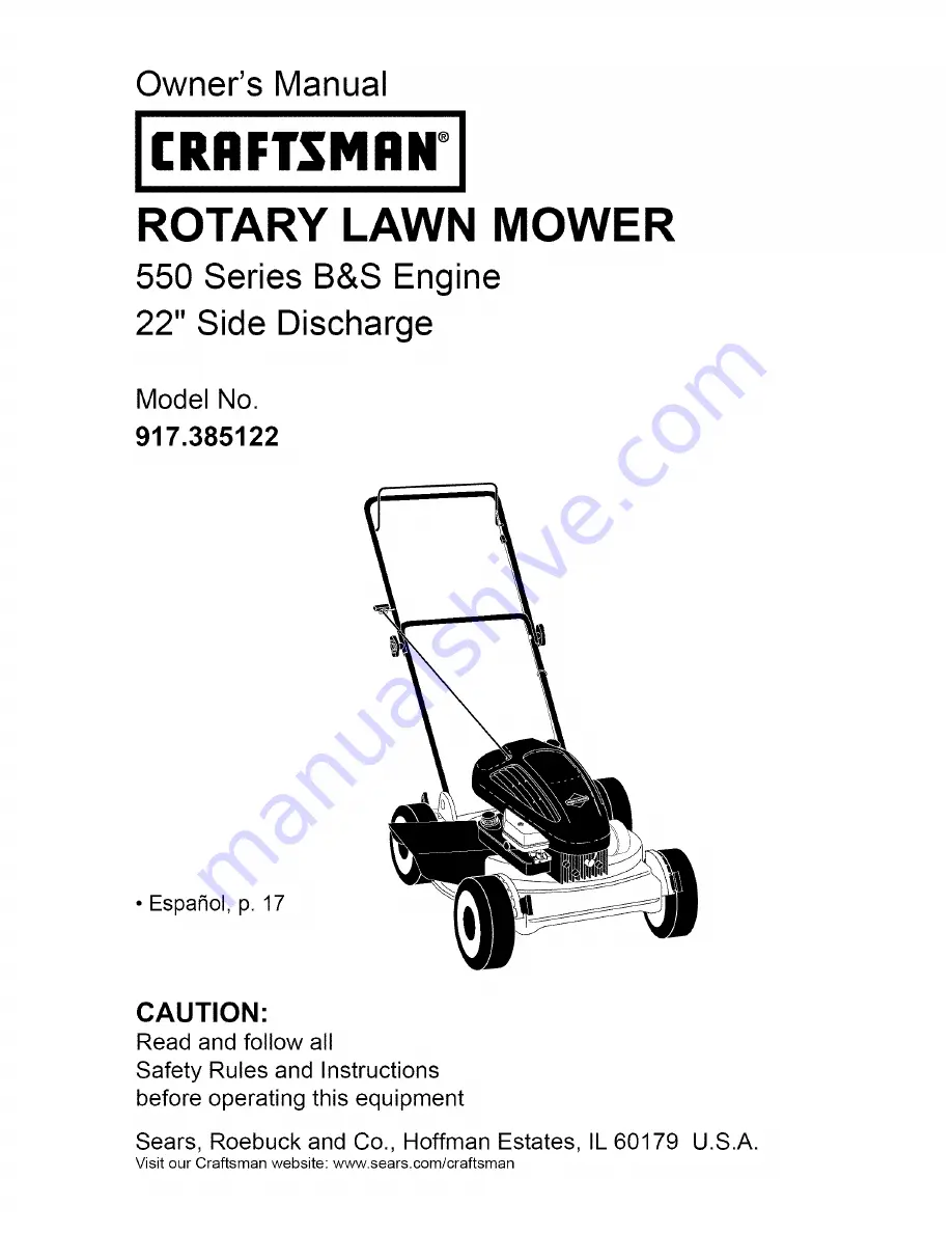 Craftsman 917.385122 Owner'S Manual Download Page 1