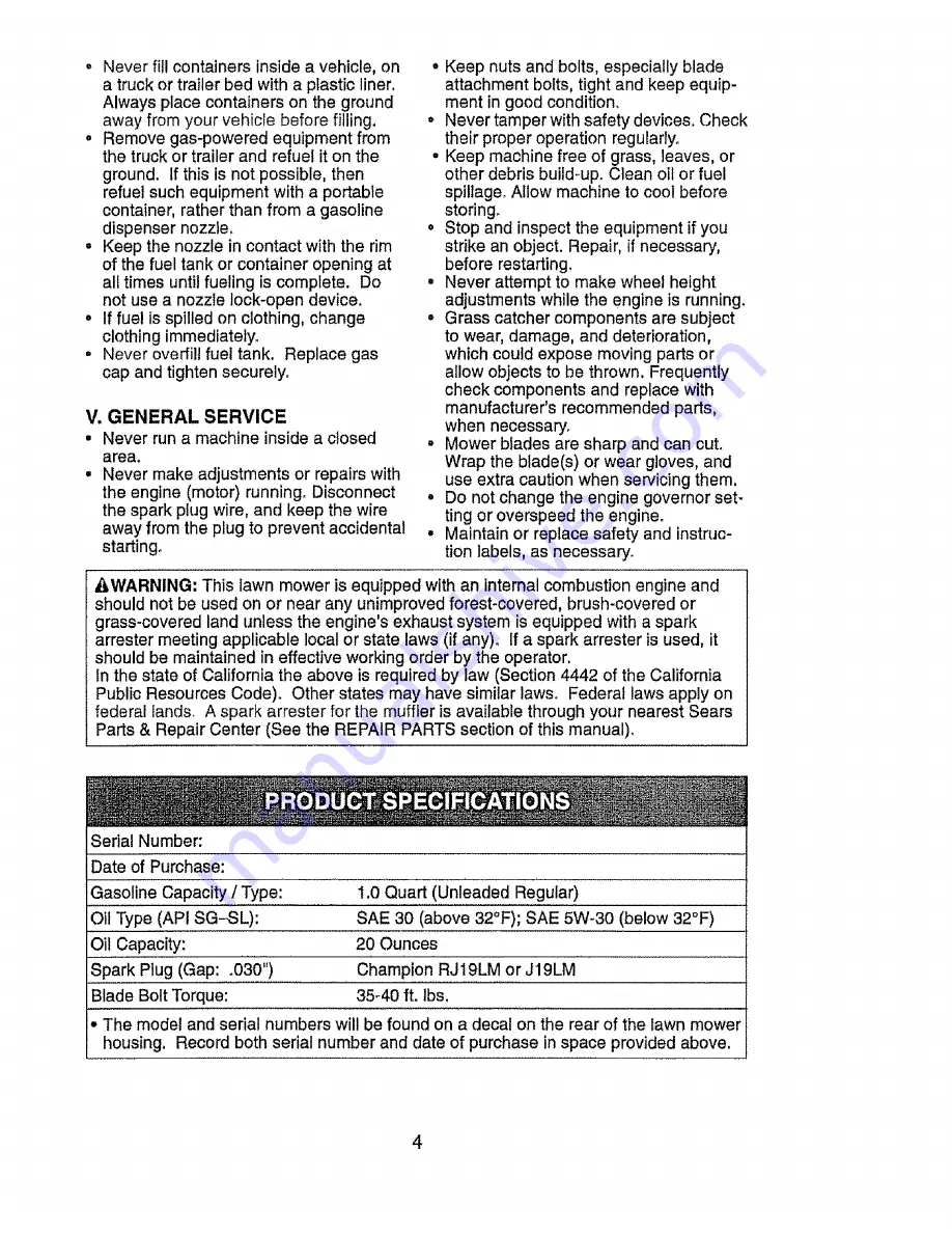 Craftsman 917.385125 Owner'S Manual Download Page 4