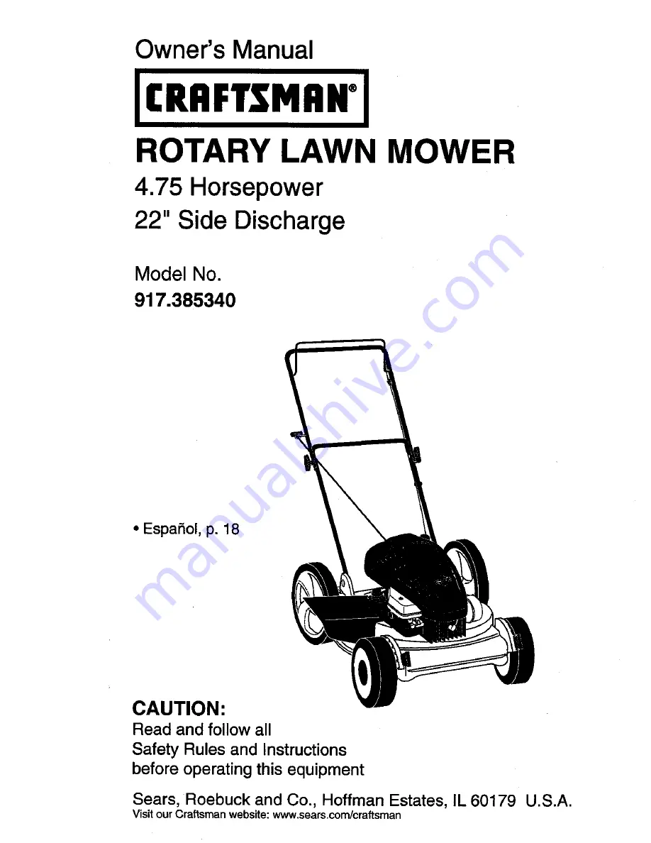 Craftsman 917.385340 Owner'S Manual Download Page 1