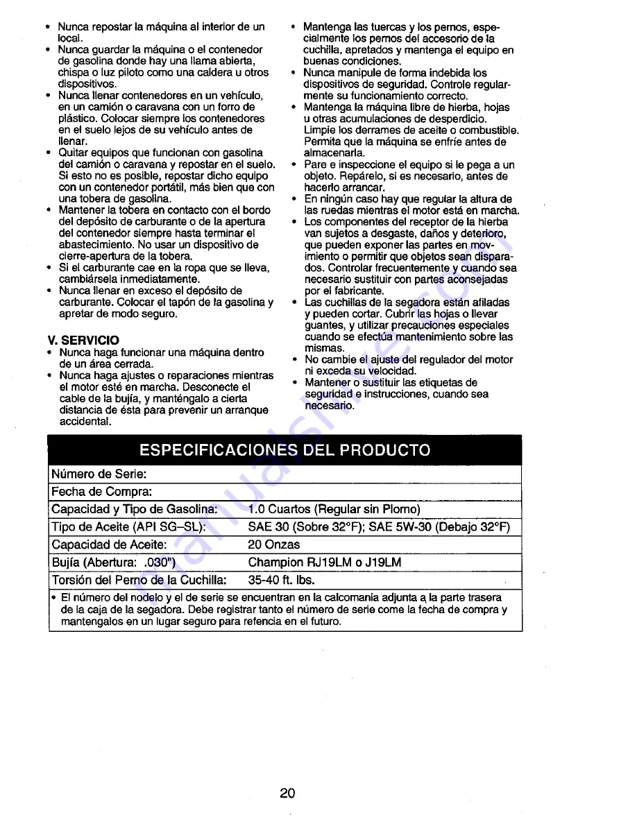 Craftsman 917.385340 Owner'S Manual Download Page 20