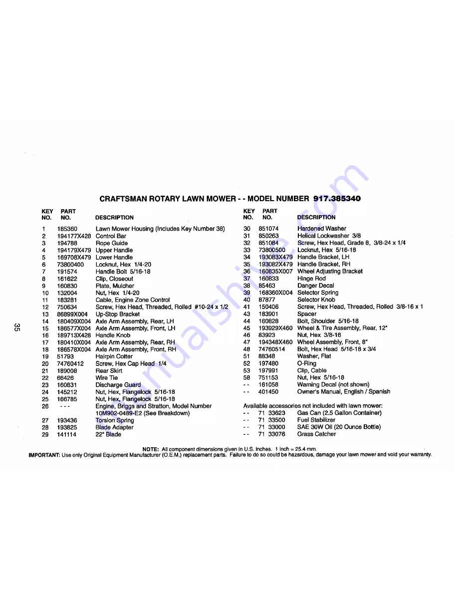 Craftsman 917.385340 Owner'S Manual Download Page 35