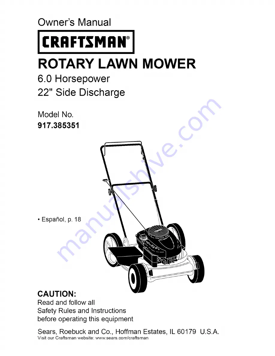 Craftsman 917.385351 Owner'S Manual Download Page 1