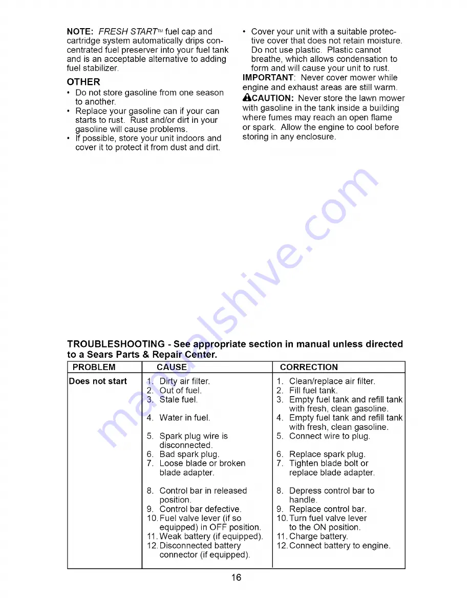 Craftsman 917.385352 Owner'S Manual Download Page 16