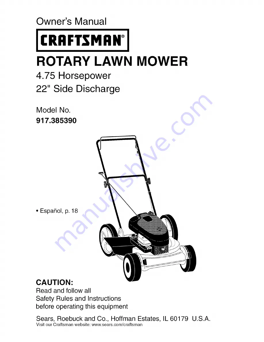 Craftsman 917.385390 Owner'S Manual Download Page 1