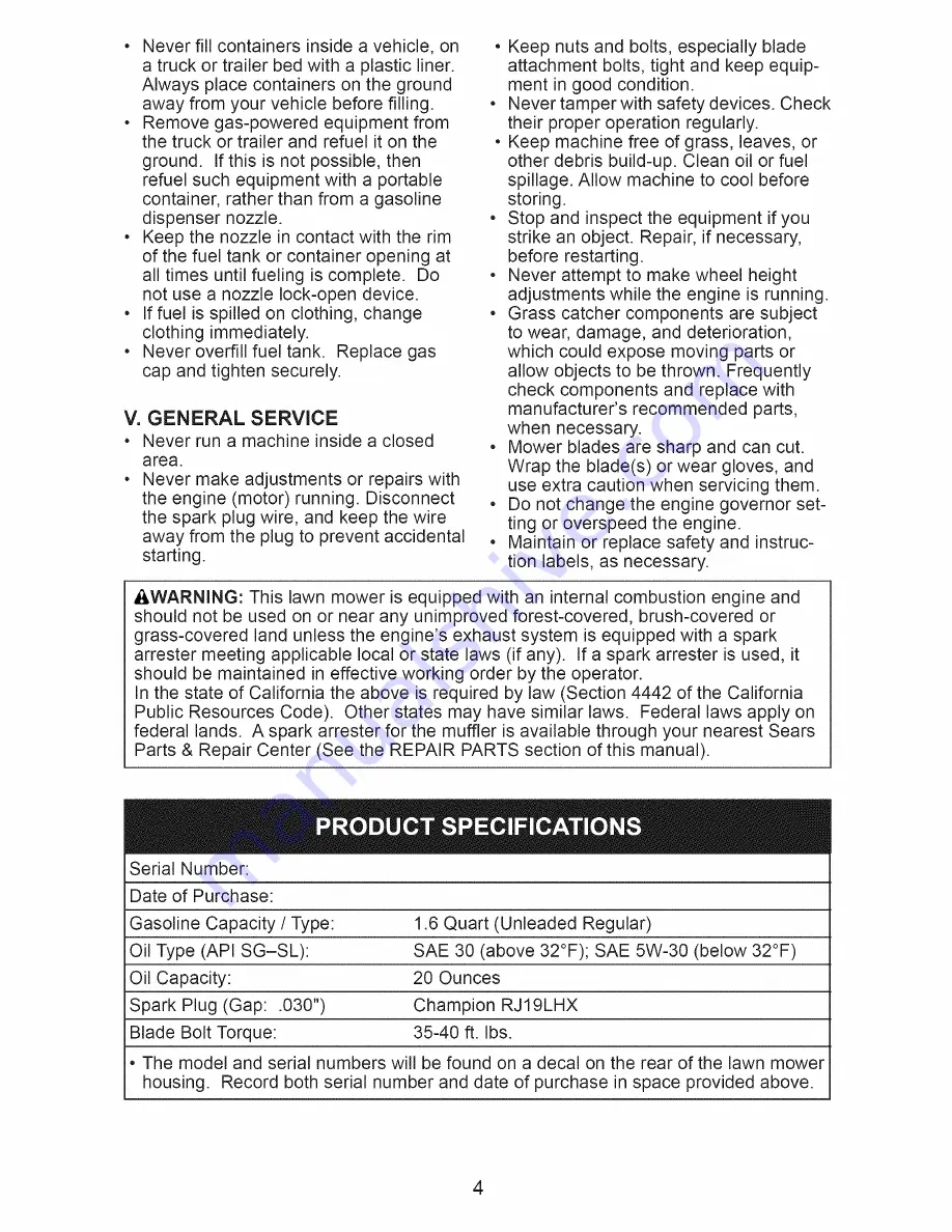 Craftsman 917.385411 Owner'S Manual Download Page 4