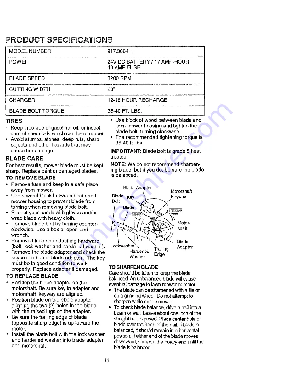 Craftsman 917.386411 Owner'S Manual Download Page 11