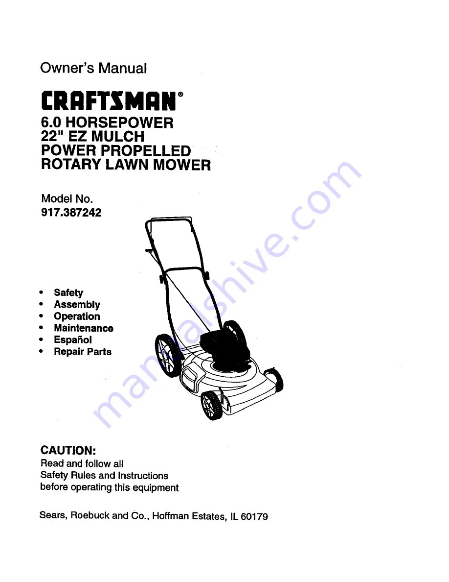 Craftsman 917.387242 Owner'S Manual Download Page 1