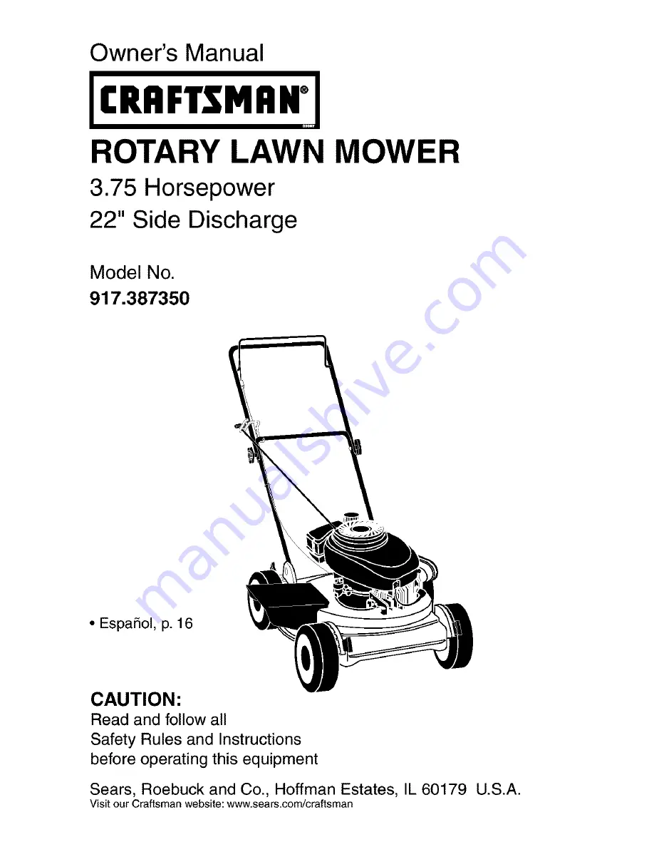 Craftsman 917.387350 Owner'S Manual Download Page 1