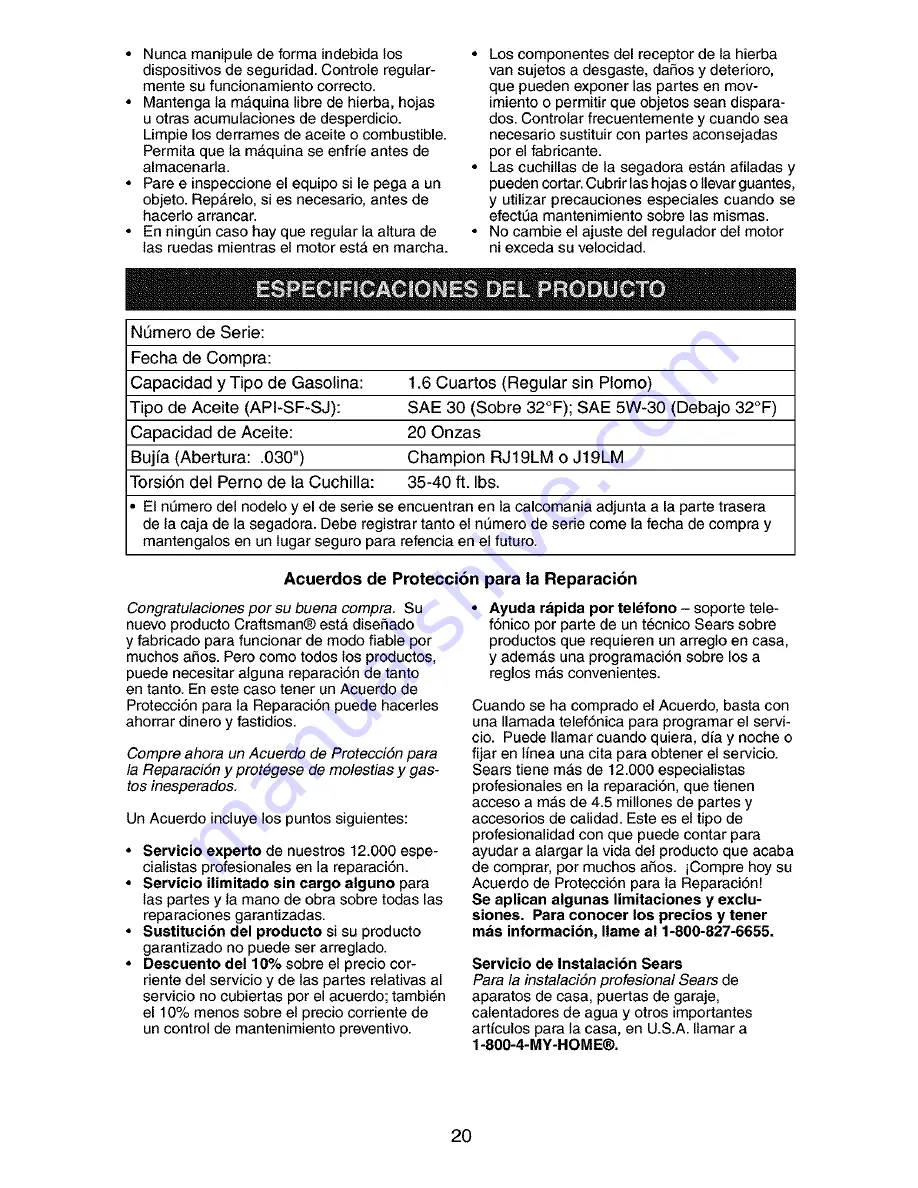 Craftsman 917.387480 Owner'S Manual Download Page 20