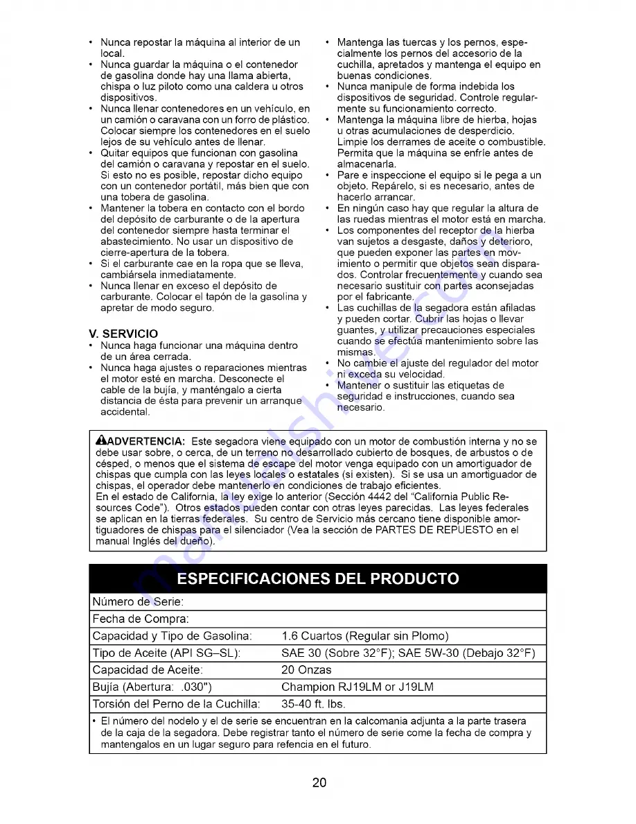 Craftsman 917.388092 Owner'S Manual Download Page 20