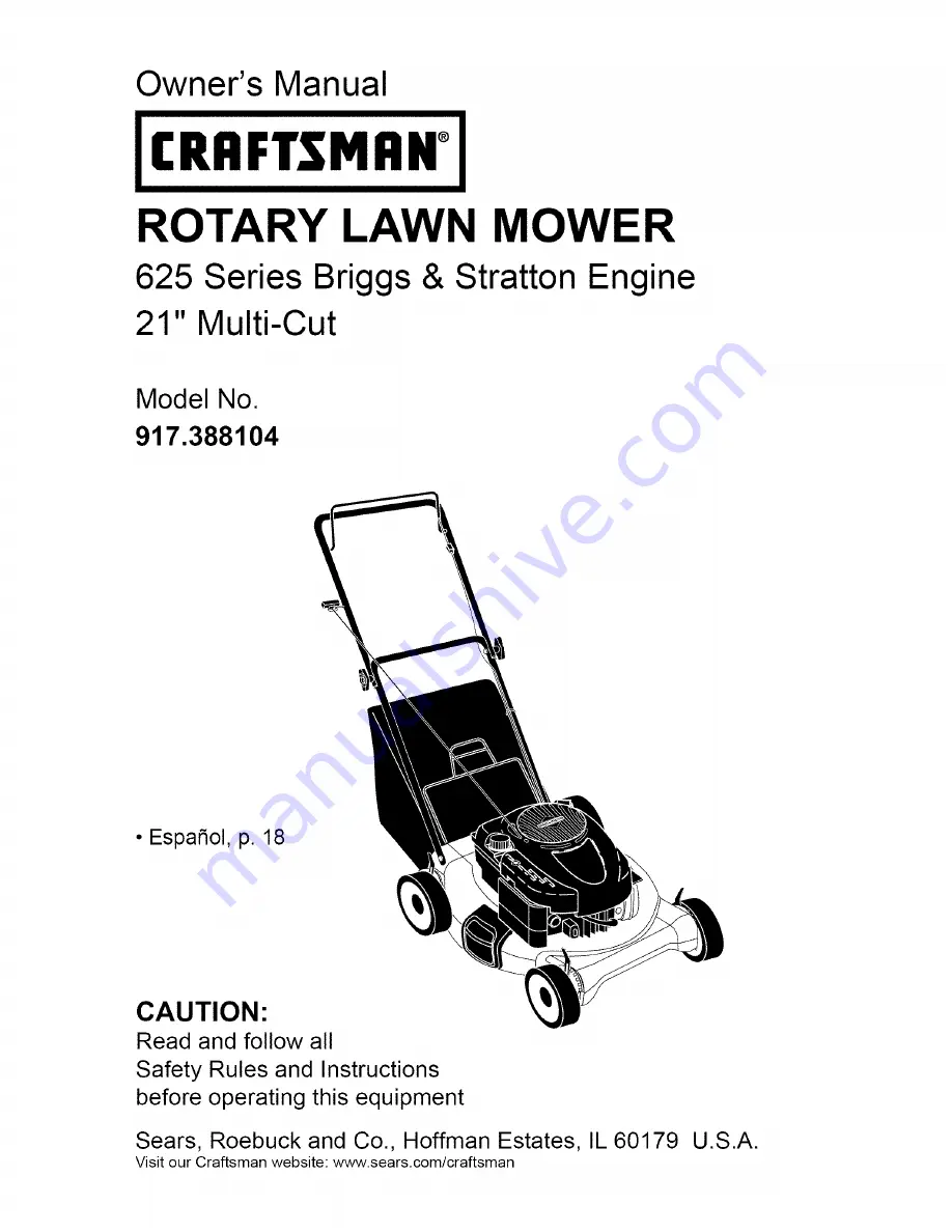 Craftsman 917.388104 Owner'S Manual Download Page 1