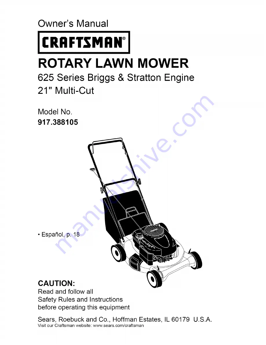 Craftsman 917.388105 Owner'S Manual Download Page 1