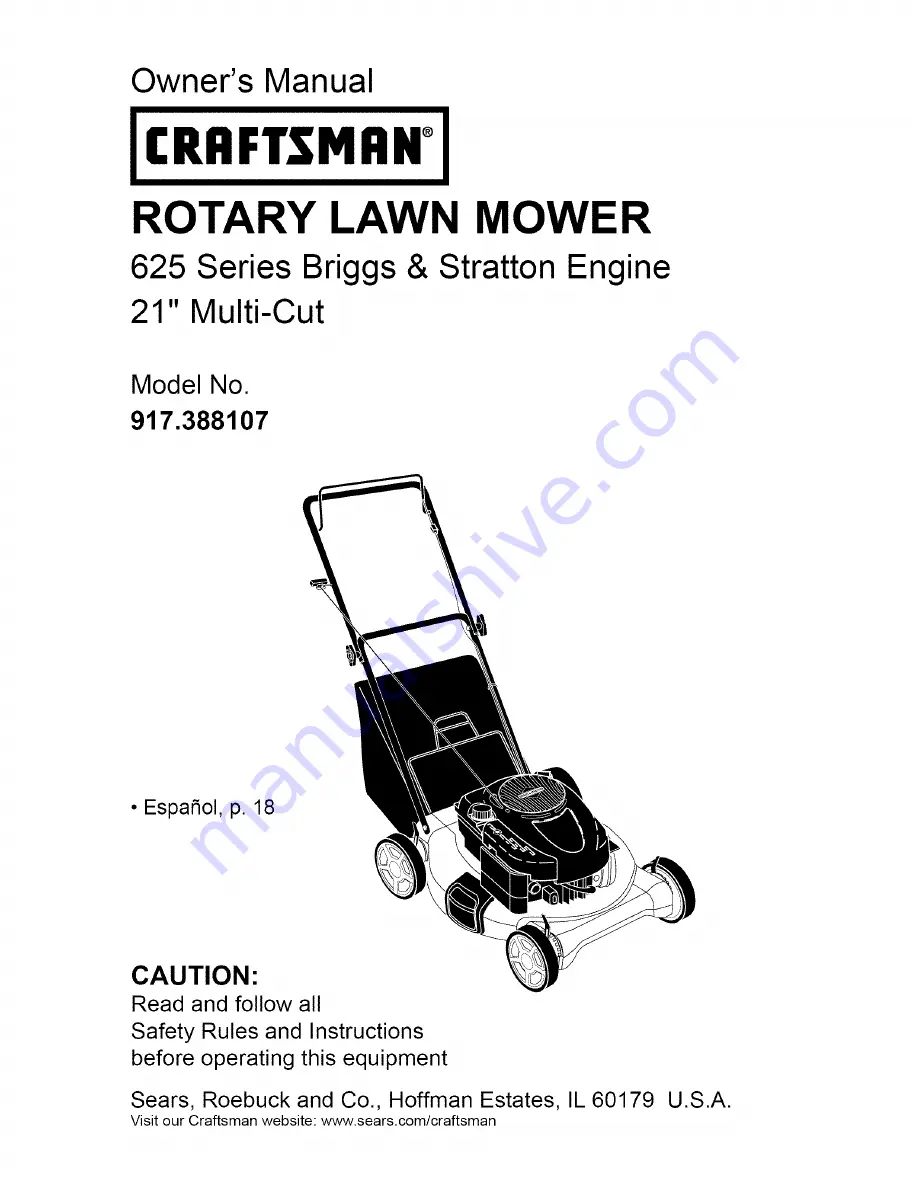 Craftsman 917.388107 Owner'S Manual Download Page 1