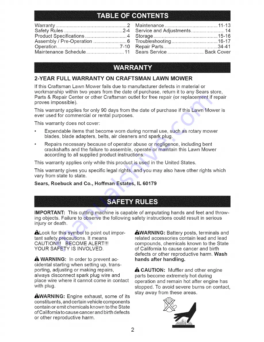 Craftsman 917.388109 Owner'S Manual Download Page 2