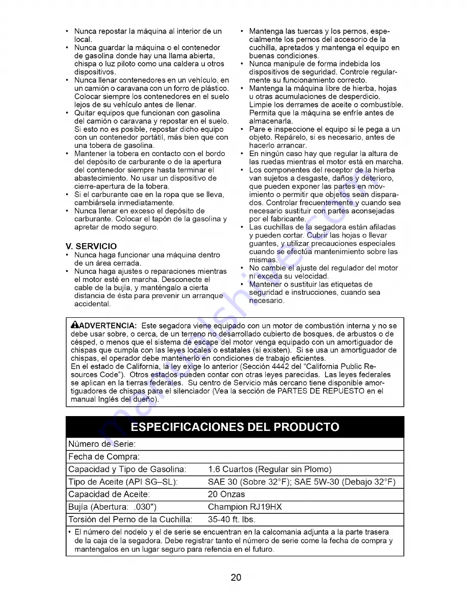 Craftsman 917.388125 Owner'S Manual Download Page 20