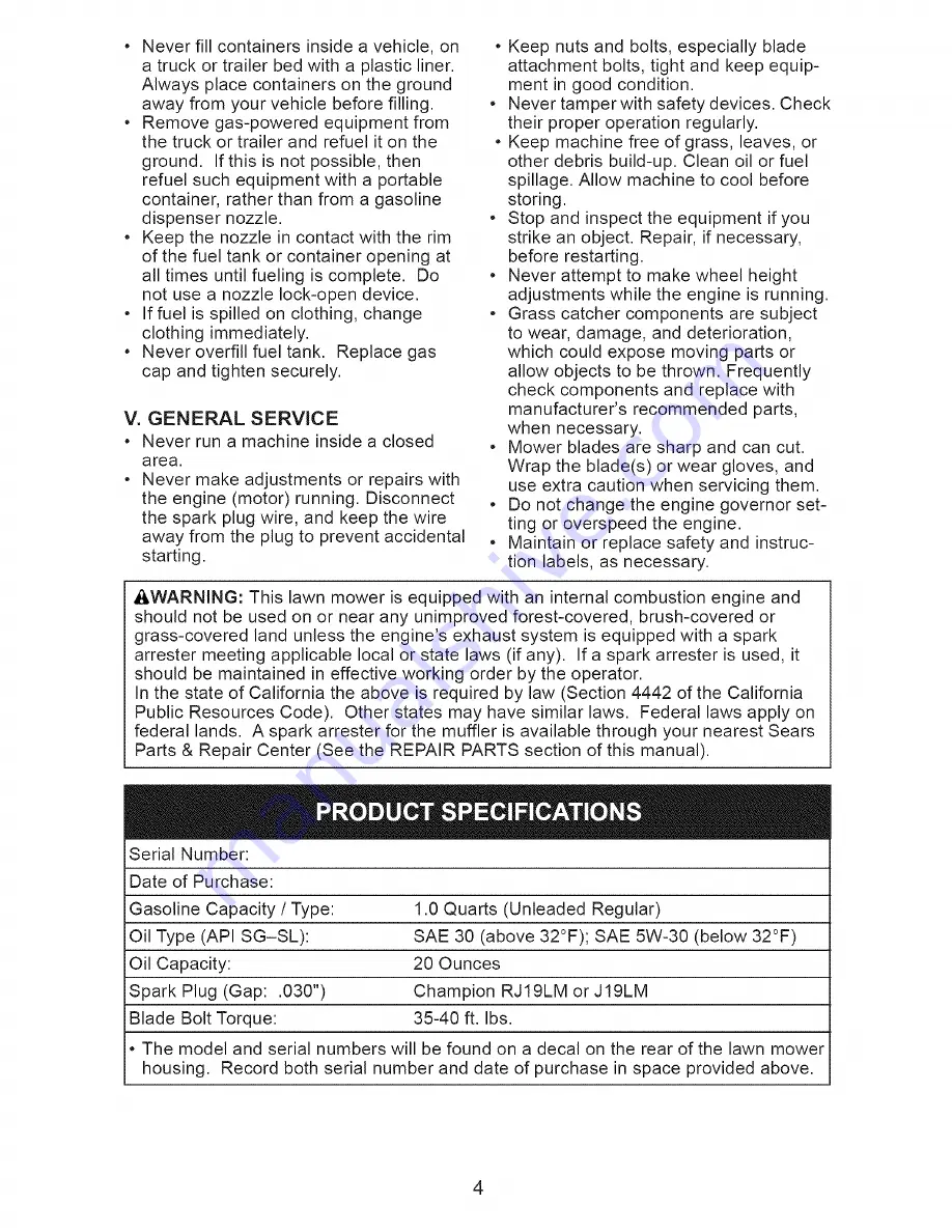 Craftsman 917.388190 Owner'S Manual Download Page 4