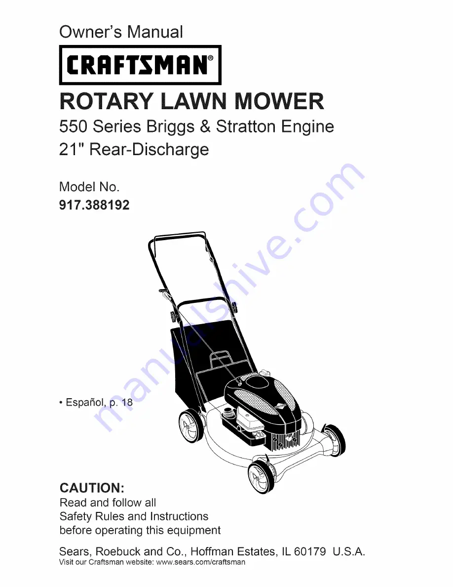 Craftsman 917.388192 Owner'S Manual Download Page 1