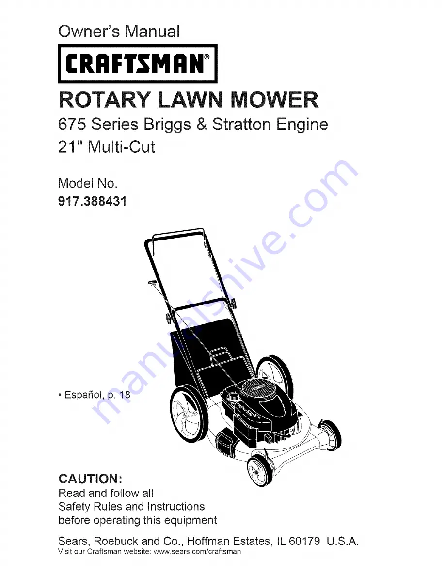 Craftsman 917.388431 Owner'S Manual Download Page 1