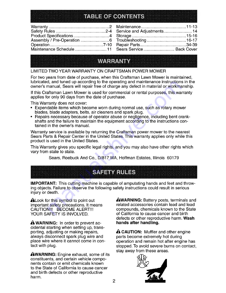 Craftsman 917.388550 Owner'S Manual Download Page 2