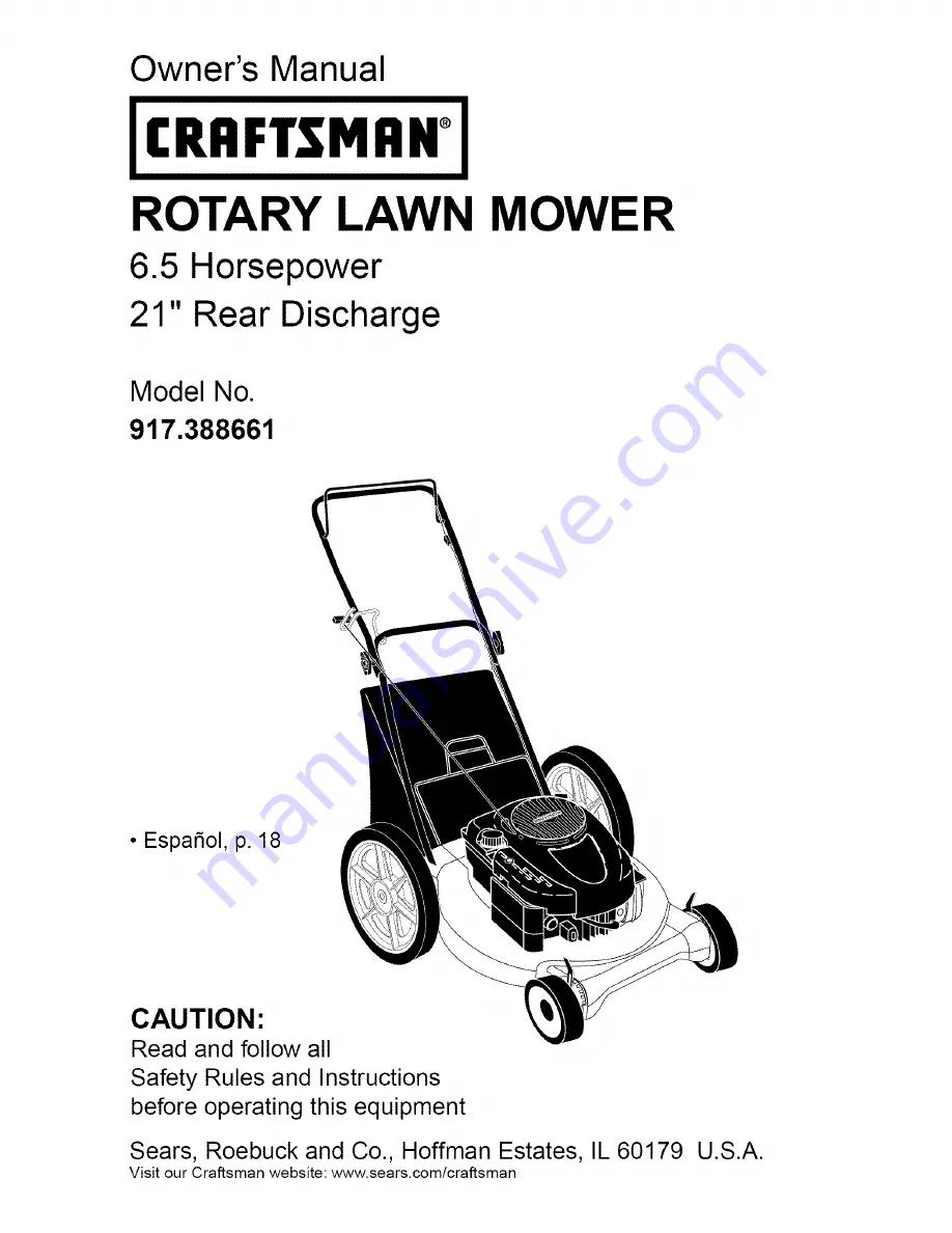 Craftsman 917.388661 Owner'S Manual Download Page 1