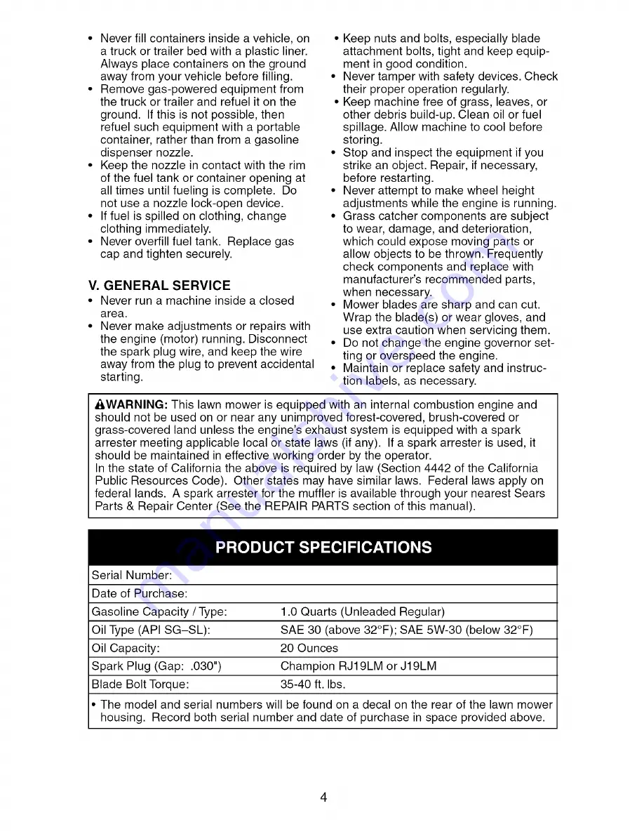 Craftsman 917.388842 Owner'S Manual Download Page 4