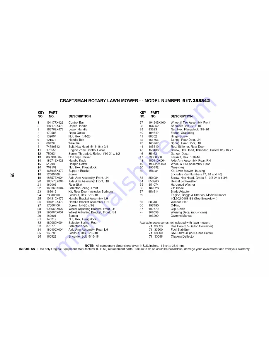 Craftsman 917.388842 Owner'S Manual Download Page 35