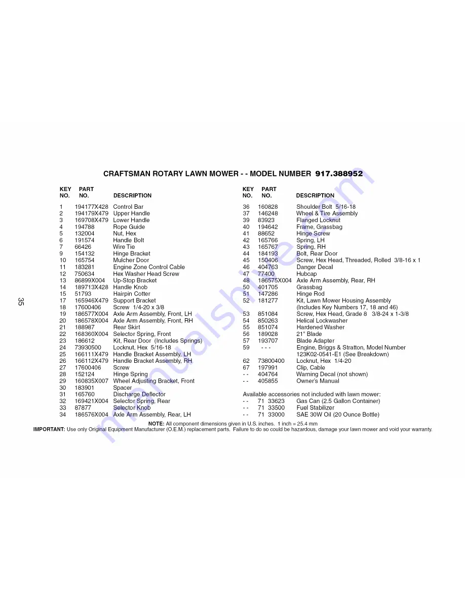 Craftsman 917.388952 Owner'S Manual Download Page 35