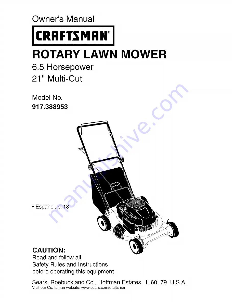 Craftsman 917.388953 Owner'S Manual Download Page 1