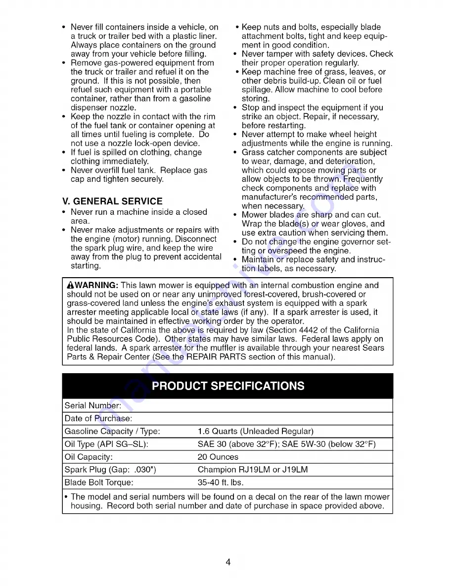 Craftsman 917.388953 Owner'S Manual Download Page 4