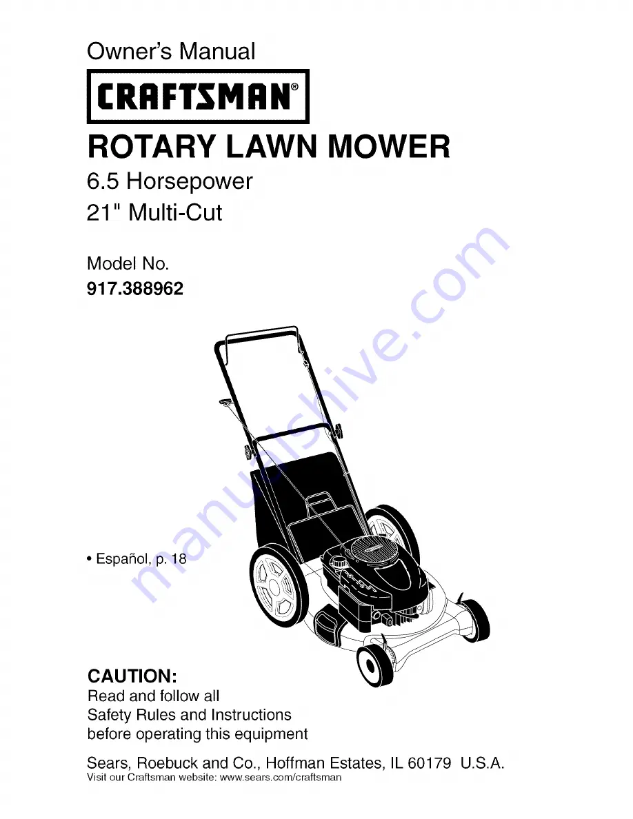 Craftsman 917.388962 Owner'S Manual Download Page 1