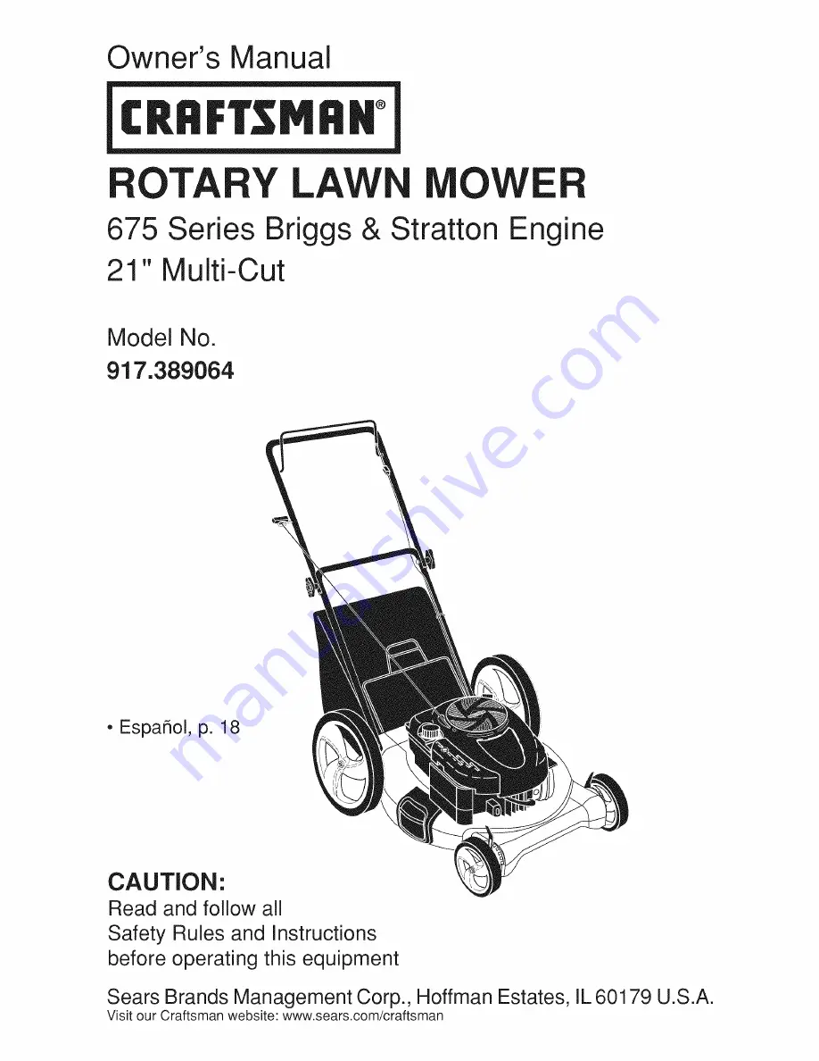 Craftsman 917.389064 Скачать руководство пользователя страница 1