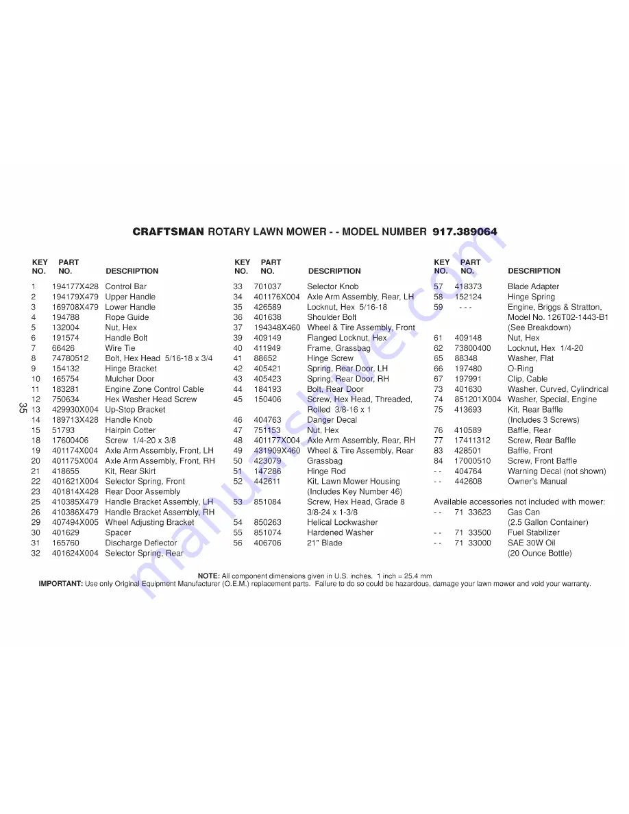 Craftsman 917.389064 Owner'S Manual Download Page 35