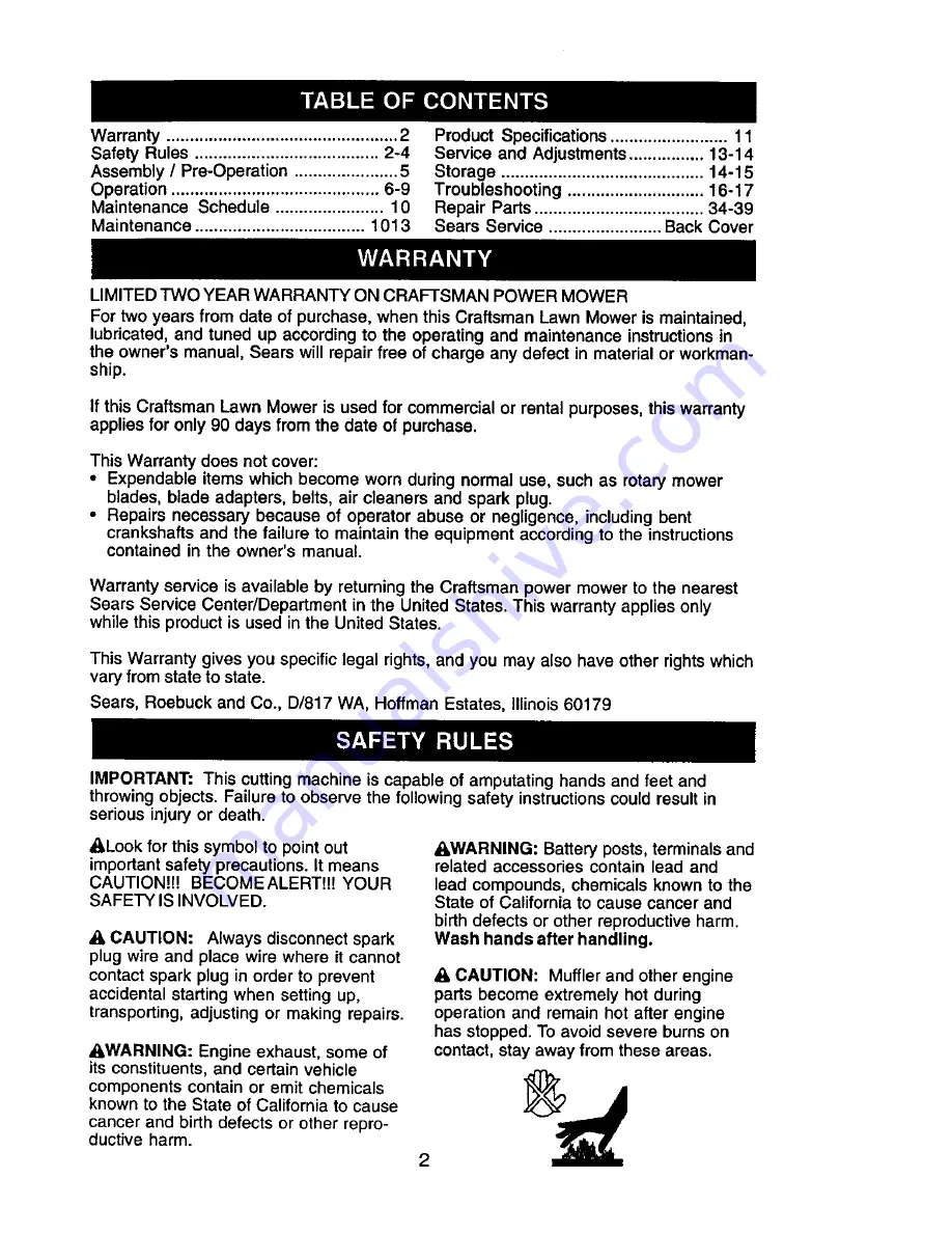 Craftsman 917.389622 Owner'S Manual Download Page 2