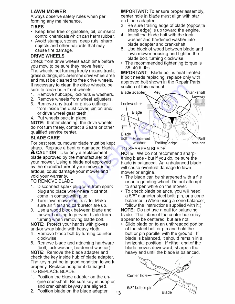 Craftsman 917.4789A Owner'S Manual Download Page 13