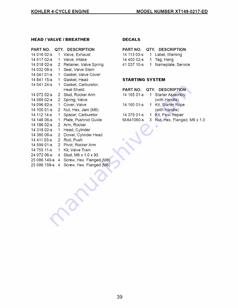 Craftsman 917.4790A Owner'S Manual Download Page 39