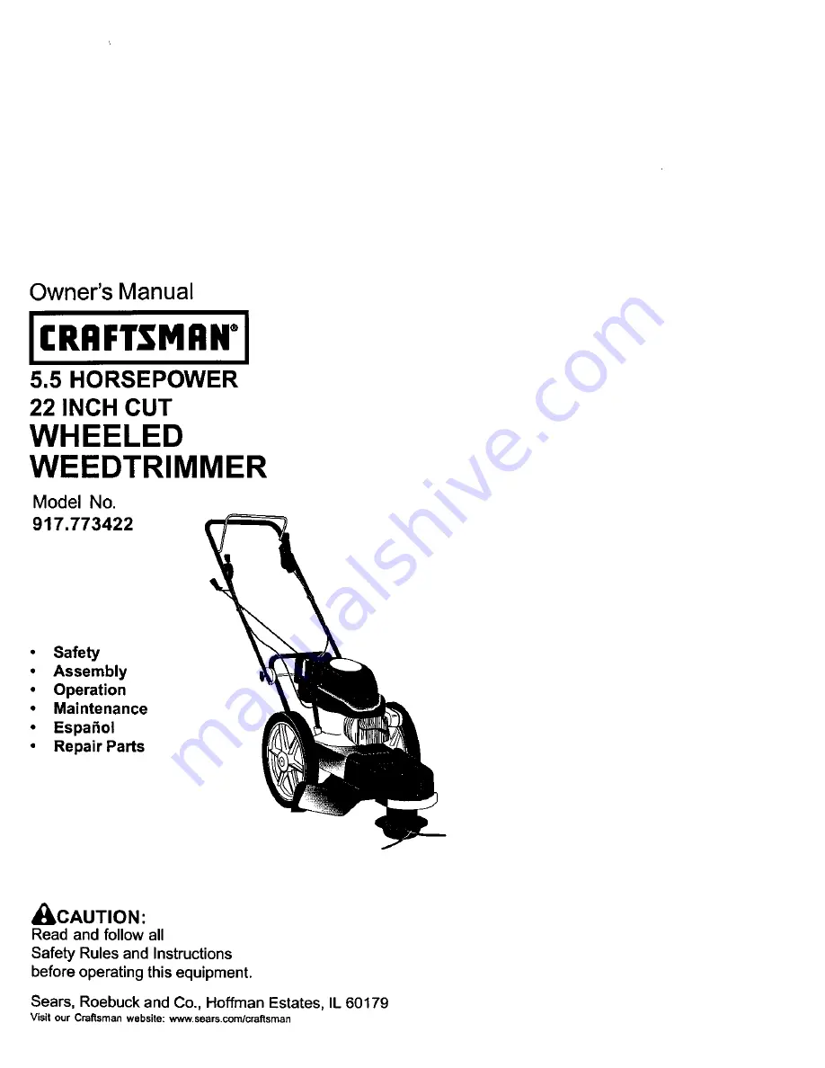 Craftsman 917.773422 Owner'S Manual Download Page 1