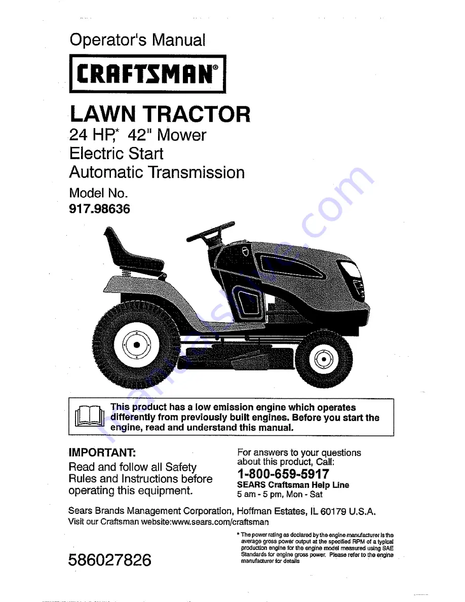 Craftsman 917.986360 Operator'S Manual Download Page 1