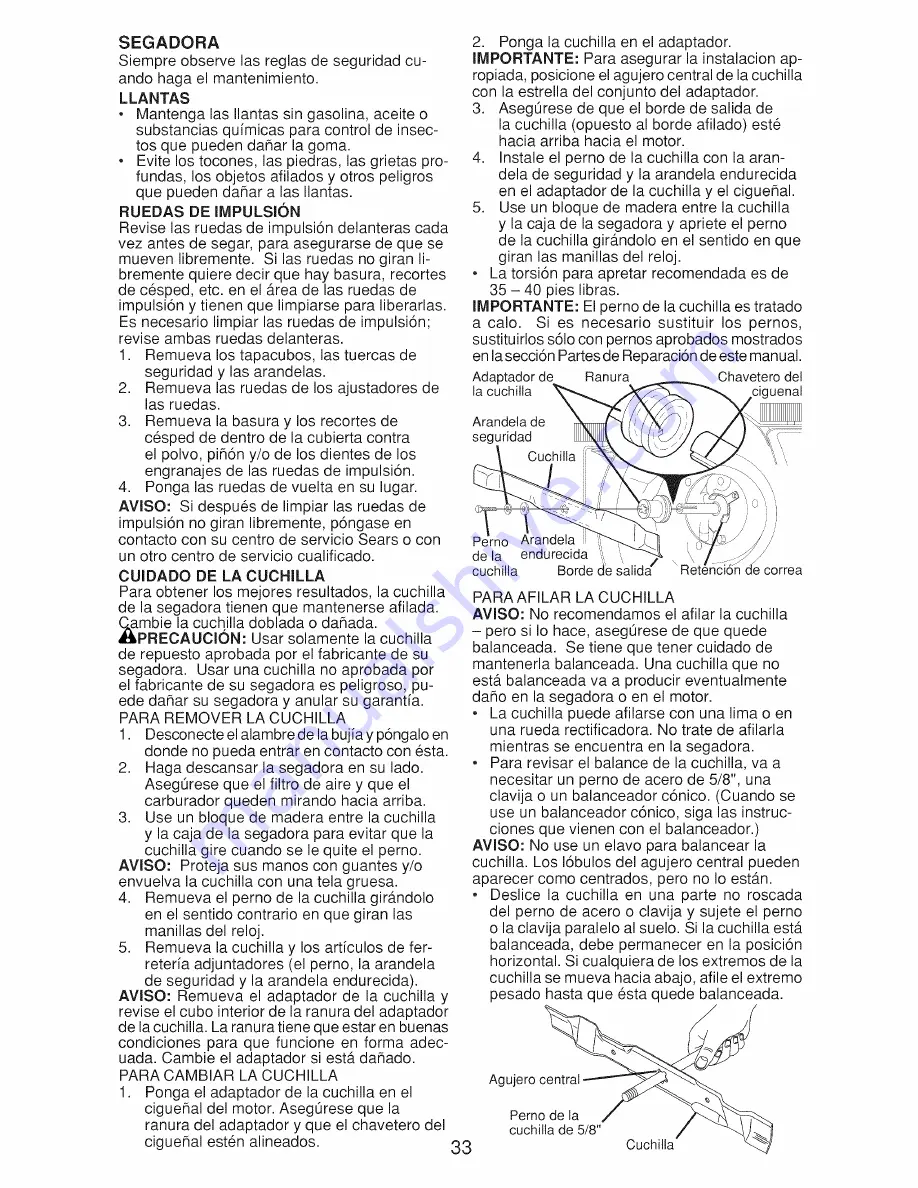 Craftsman 917.9994B Owner'S Manual Download Page 33