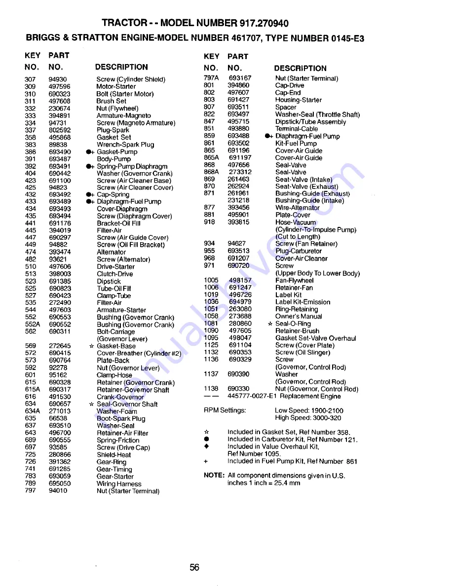 Craftsman 917 Owner'S Manual Download Page 56