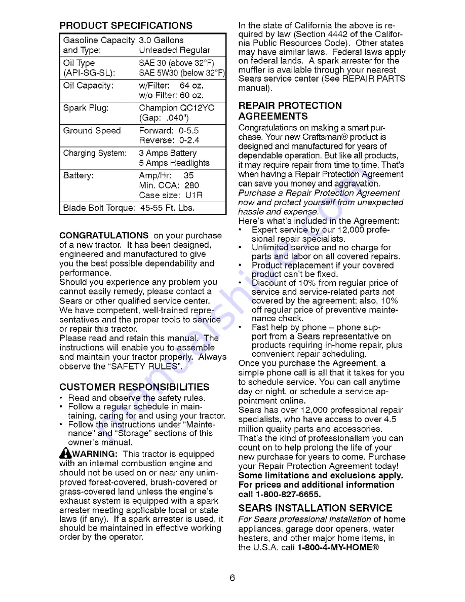 Craftsman 917288260 Operator'S Manual Download Page 6