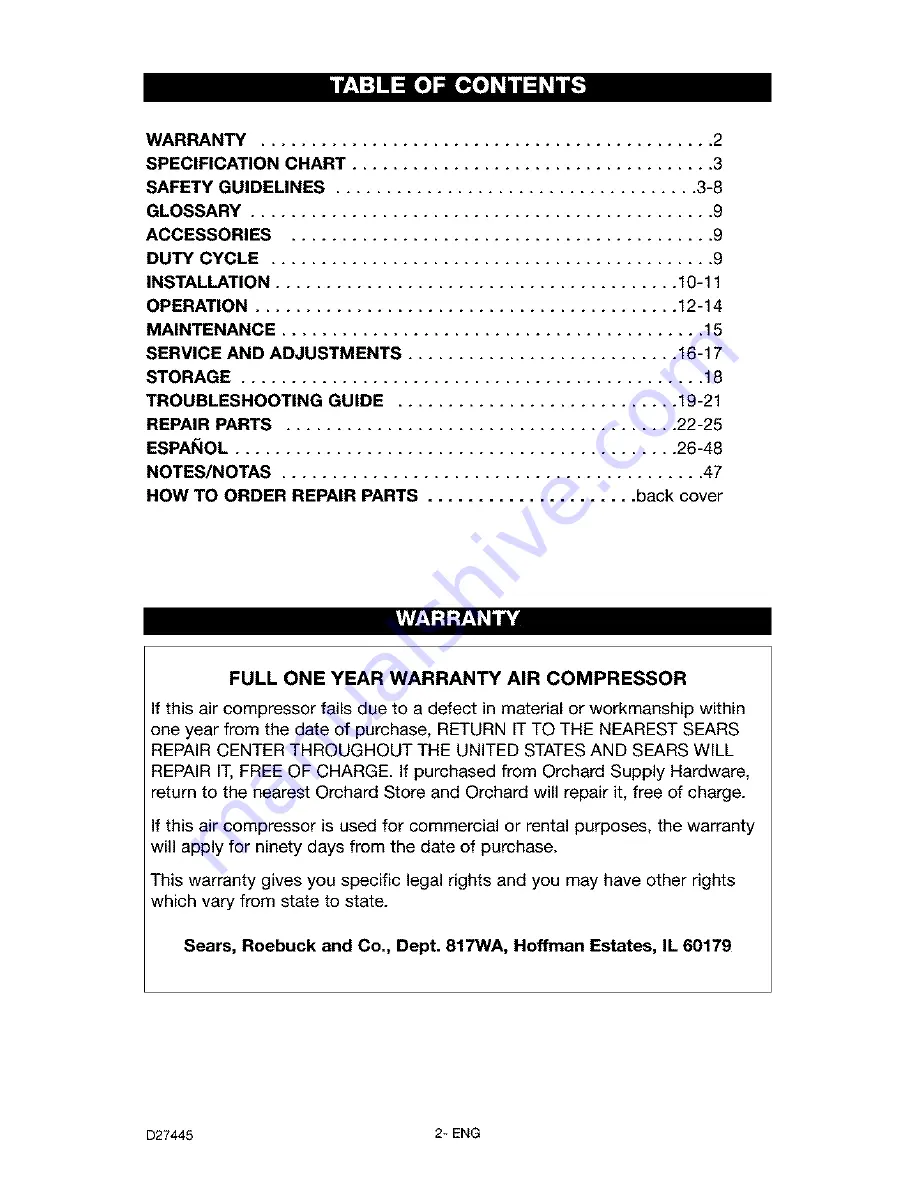 Craftsman 919.152142 Owner'S Manual Download Page 2