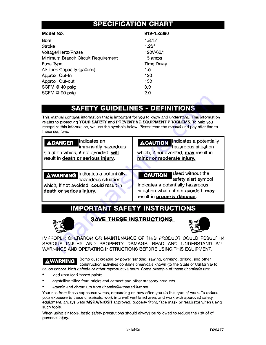 Craftsman 919.152390 Owner'S Manual Download Page 3