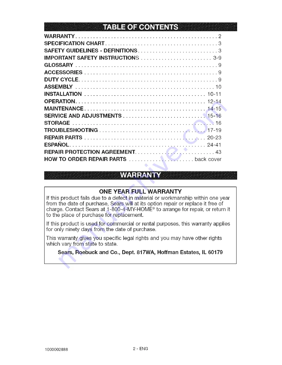 Craftsman 919.153160 Owner'S Manual Download Page 2